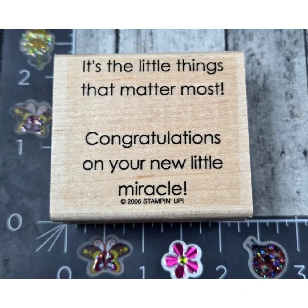 Stampin' Up! Little Things Congrats New Miracle Baby Rubber Stamp Wood #Q23